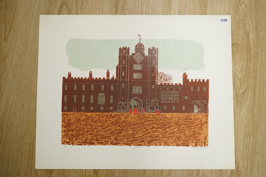 Robert Tavener (1920-2004), linocut, ‘St James's Palace’, signed in pencil, limited edition 6/75, 57 x 72cm, unframed